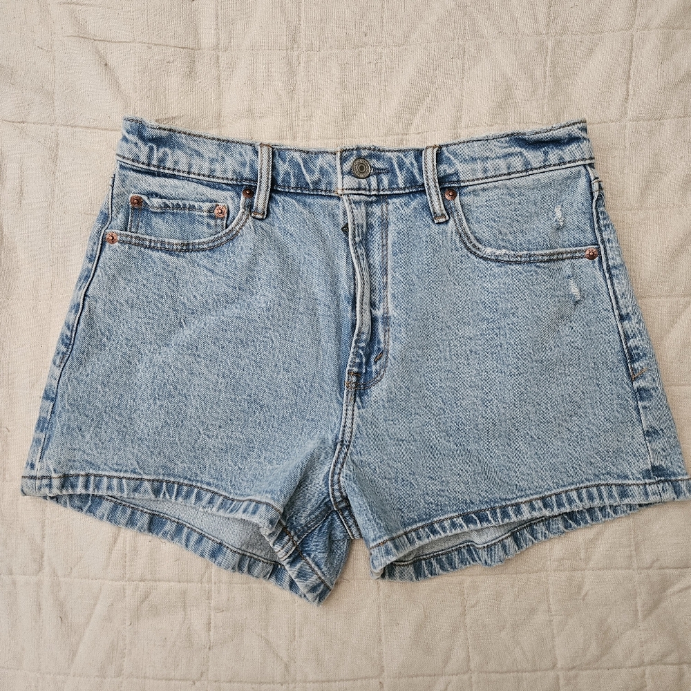 Abercrombie & Fitch High Rise Mom Short, Size 8/29, Light Wash Denim Shorts
